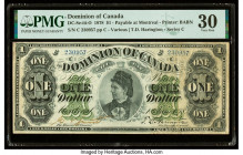 Canada Dominion of Canada $1 1.6.1878 DC-8e-iii-O PMG Very Fine 30. Minor ink is noted on this example.

HID09801242017

© 2022 Heritage Auctions | Al...