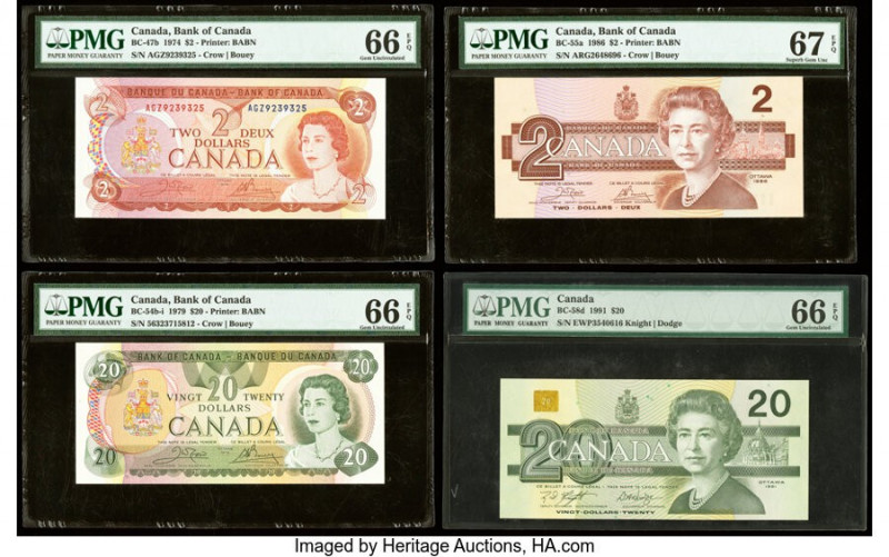 Canada Bank of Canada $2 (2); 20 (2) 1974; 1979; 1986; 1991 BC-47d; BC-54b-i; BC...