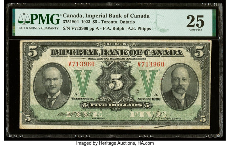 Canada Toronto, ON- Imperial Bank of Canada $5 1.11.1923 Ch.# 375-18-04 PMG Very...