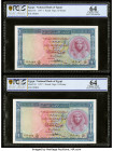 Egypt National Bank of Egypt 1 Pound 1957 Pick 30 Two Consecutive Examples PCGS Gold Shield Choice UNC 64 (2). 

HID09801242017

© 2022 Heritage Aucti...