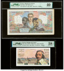 France Banque de France 5000; 1000 Francs 20.3.1947; 7.1.1954 Pick 103e; 134a Two Examples PMG Extremely Fine 40; Choice Uncirculated 58 EPQ. Pinholes...