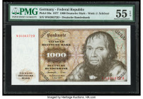 Germany Federal Republic Deutsche Bundesbank 1000 Deutsche Mark 1.6.1977 Pick 36a PMG About Uncirculated 55 EPQ. 

HID09801242017

© 2022 Heritage Auc...