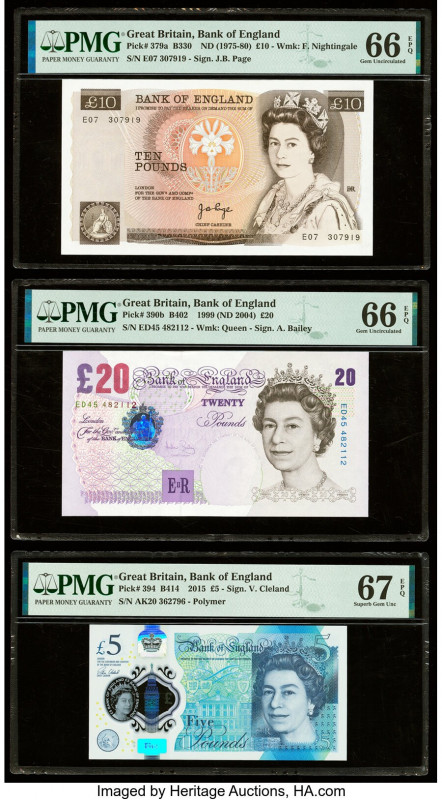 Great Britain Bank of England 10; 20; 5 Pounds ND (1975-80); 1999 (ND 2004); 201...