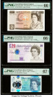 Great Britain Bank of England 10; 20; 5 Pounds ND (1975-80); 1999 (ND 2004); 2015 Pick 379a; 390b; 394 Three Examples PMG Gem Uncirculated 66 EPQ (2);...