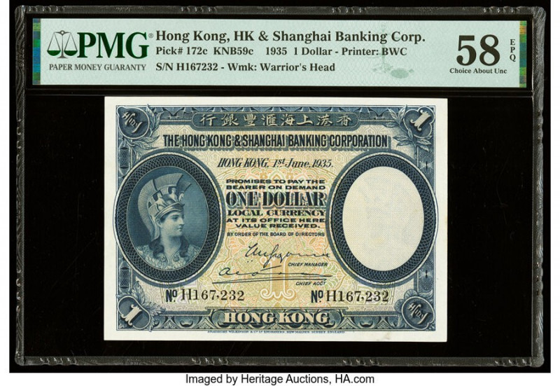 Hong Kong Hongkong & Shanghai Banking Corp. 1 Dollar 1.6.1935 Pick 172c PMG Choi...