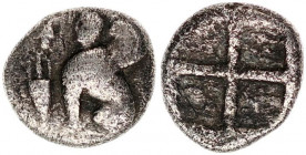 Ionia, Chios AR Hemidrachm. Circa 400-380 BC.
Greek
Islands off Ionia, Chios AR Hemidrachm. Circa 400-380 BC. Sphinx seated to left; grape bunch above...
