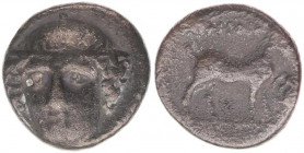 Thrace, Ainos AR Tetrobol. Circa 405-357 BC.
Thrace, Ainos AR Tetrobol. Circa 405-357 BC. Head of Hermes facing three-quarters left, wearing petasos /...