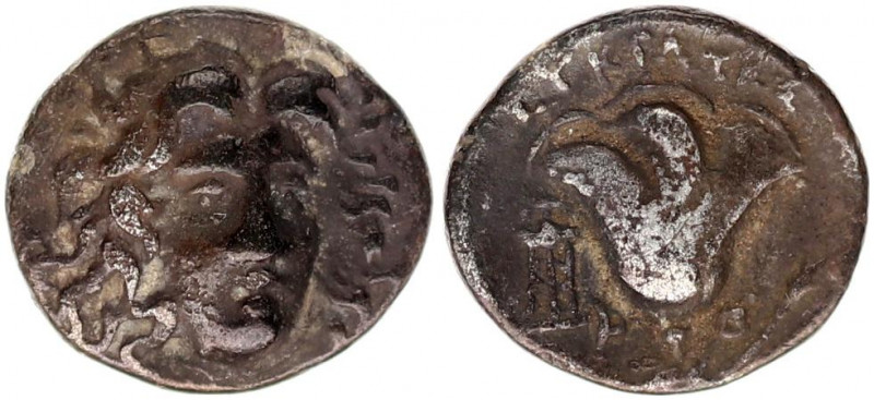 Rhodos, Rhodes AR Drachm. Circa 229-205 BC.
Eukrates, magistrate. Head of Helios...