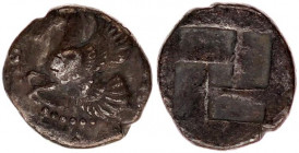 MYSIA, Lampsakos. Circa 500-450 BC. AR Diobol.
MYSIA, Lampsakos. Circa 500-450 BC. AR Diobol (11,4mm, 1.24 g). Forepart of Pegasos left / Quadripartit...