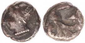 IONIA, Phokaia. Circa 521-478 BC. AR Hemihekte.
IONIA, Phokaia. Circa 521-478 BC. AR Hemihekte
 (9,3mm, 1.21g). 
Head of nymph left, hair in plain sak...