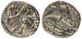 Caria. Mygissos circa 400-300 BC. Bronze Æ.
Caria. Mygissos circa 400-300 BC. Bronze Æ.
(10,1mm., 1,39g.)
Laureate, and bearded head of Poseidon right...