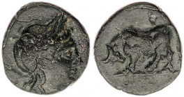 Mysia. Gambrion circa 400-300 BC.Bronze Æ
Mysia. Gambrion circa 400-300 BC.Bronze Æ
(10,3mm., 0,96g.)
Laureate head of Apollo right / Bull butting lef...