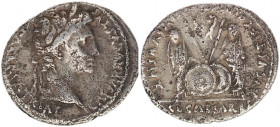 Augustus (27 BC - 14 AD). AR Denarius (17,5 mm, 3.76 g),  (Rome), c. 2-1 BC.
Obv. CAESAR AVGVSTVS DIVI F PATER PATRIAE, laureate head right.
Rev. AVGV...