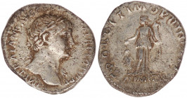 Traianus AD 98-117. Rome
IMP TRAIANO AVG GER DAC P M TR P COS VI P P, laureate bust right, drapery on far shoulder / SPQR OPTIMO PRINCIPI, Annona stan...