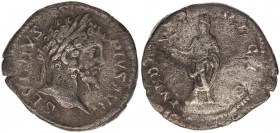 SEPTIMIUS SEVERUS (193-211). Denarius. Rome.
Obv: SEVERVS PIVS AVG.
Laureate head right.
Rev: FVNDATOR PACIS.
Septimius Severus, veiled and togate, st...