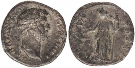 Hadrianus (117-138 n. Chr.).Denarius (3,13 g.,17,6mm), Roma.134-138 n. Chr.
Av.: HADRIANVS - AVG COS III P P, Kopf n.r. Rv.: AE-QVI-TAS AVG, Aequitas ...