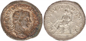 Gordian III AR Antoninianus. Rome, AD 243-244.
IMP GORDIANVS PIVS FEL AVG, radiate, draped bust right / FORTVNA REDVX, Fortuna seated left holding rud...