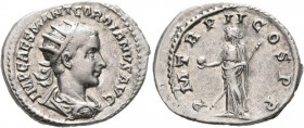 Gordian III, 238-244. Antoninianus (Silver, 23 mm, 4.09 g, 7 h), Antiochia, 239-240.
IMP CAES M ANT GORDIANVS AVG Radiate, draped and cuirassed bust o...