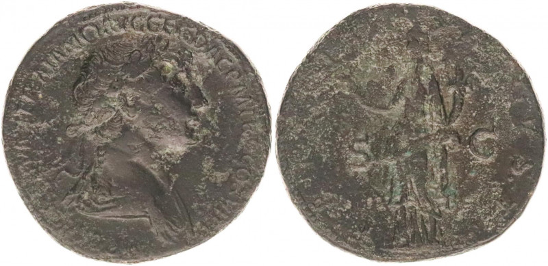 Trajan, 98-117.Sestertius 114/117, Rome.
IMP CAES NER TRAIANO OPTIMO AVG GER DAC...