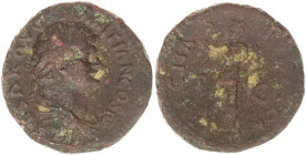 Domitianus 81-96- als Caesar unter Vespasianus.. As (12,1g.,26,5mm).
Rom 73. Av.: CAESAR AVG F DOMITIAN COS II, belorbeerte, drapierte Büste rechts. R...