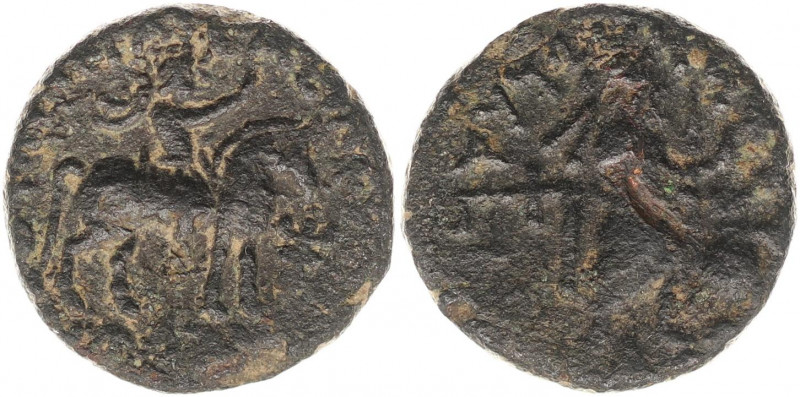 INDIA, Kushan Empire. Vima Takto. Æ Tetradrachm. AD 90-113. King on horseback to...
