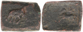 INDIA, Post-Mauryan (Punjab). Taxila (local coinage). Circa 185-168 BC. Æ 1½ Karshapana (25x19mm, 11.8 g, 1h). Horse prancing left; star above / Eleph...