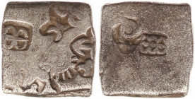 INDIA, Mauryan Empire. Late 4th century-circa 175 BC. AR Karshapana (14mm, 3.1 g). G&H Series VIb. Struck circa 320s-200 BC. Squarish flan with variou...