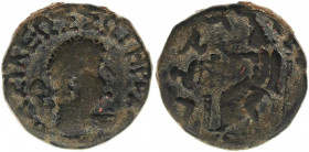 BAKTRIA, Indo-Greek Kingdom. Hermaios. Circa 105-90 BC. Æ (22mm, 9.4 g, 12h). Postumous issue, struck circa 90-50 BC. Diademed and draped bust right /...