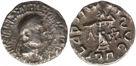 BAKTRIA, Indo-Greek Kingdom. Apollodotos II Soter Philopator Megas. Circa 80-65 BC. AR Drachm (16mm, 2.2 g, 10h). Indian standard. Diademed and draped...