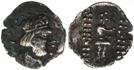 INDIA, Kushan Empire. Kujula Kadphises. Circa AD 50-90. AR Obol (11mm, 0.3 g, 12h). ‘Heraus’ type. Uncertain mint in Tajikistan. Diademed and draped b...