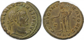 Römische Münzen, MÜNZEN DER RÖMISCHEN KAISERZEIT. Maximinus II. (309-313 n. Chr). Follis. (5.89 g. 25 mm) Vs.: GAL VAL MAXIMINVS PF AVG, Kopf mit Lorb...