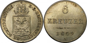 RDR – Habsburg – Österreich, RÖMISCH-DEUTSCHES REICH. Franz Joseph I. (1848-1916). 6 Kreuzer 1849 A, Wien. Fast Stempelglanz