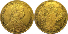 RDR – Habsburg – Österreich, RÖMISCH-DEUTSCHES REICH. Franz Joseph I. (1848-1916). 4 Dukaten 1910, Wien. 13,76 g fein Gold. Jaeger 345, Fb. 487, Schl....