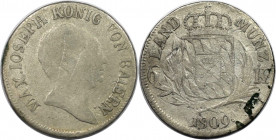Altdeutsche Münzen und Medaillen, BAYERN / BAVARIA. Maximilian I. Joseph (1806-1825). 6 Kreuzer 1809. Silber. AKS 52. Schön - Sehr schön