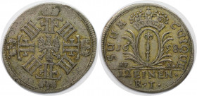 Altdeutsche Münzen und Medaillen, BRANDENBURG IN PREUSSEN. Friedrich III. (1688-1701). 1/12 Taler 1698 HFH, Magdeburg. Silber. 3,63 g. Sehr schön+