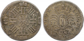 Altdeutsche Münzen und Medaillen, BRANDENBURG IN PREUSSEN. Friedrich III. (1688-1701). 1/12 Taler 1700 HFH, Magdeburg. Silber. 3,02 g. Sehr schön