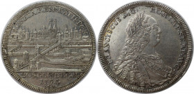 Altdeutsche Münzen und Medaillen, REGENSBURG, STADT. 1/2 Konv.-Taler 1754, Stadtansicht, mit Titel Franz I. Silber. Schön 96. Fast Vorzüglich