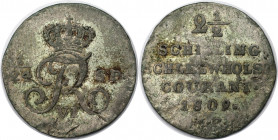 Altdeutsche Münzen und Medaillen, SCHLESWIG - HOLSTEIN. Frederik VI. (1808-1839). 2 1/2 Schilling 1809, Silber. KM 150. Sehr schön