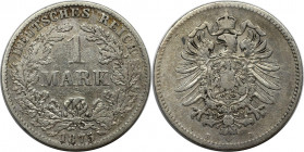 Deutsche Münzen und Medaillen ab 1871, REICHSKLEINMÜNZEN. 1 Mark 1875 B, Silber. Jaeger 9. Sehr schön