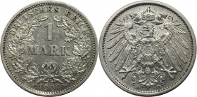 Deutsche Münzen und Medaillen ab 1871, REICHSKLEINMÜNZEN. 1 Mark 1909 D, Silber. Jaeger 17. Vorzüglich-stempelglanz. Berieben