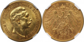 Deutsche Münzen und Medaillen ab 1871, REICHSGOLDMÜNZEN, Preußen. Wilhelm II. (1888-1918). 10 Mark 1893 A, Berlin Gold. Jaeger 251, Fr. 3835. NGC MS 6...