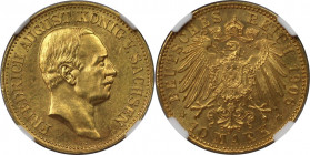 Deutsche Münzen und Medaillen ab 1871, REICHSGOLDMÜNZEN, Sachsen, Friedrich August III. (1902-1918). 10 Mark 1906 E, Muldenhütten. Gold. Jaeger 267. N...