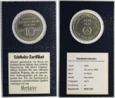 Deutsche Münzen und Medaillen ab 1945, Deutsche Demokratische Republik bis 1990. 25 Jahre DDR. 10 Mark 1974. Neusilber. Jaeger 1551. Bestell-Nr.: DDR ...