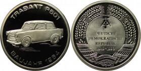 Deutsche Münzen und Medaillen ab 1945, BUNDESREPUBLIK DEUTSCHLAND. DDR 1997 Medaille - Geschichte der DDR (Trabant P601 - Baujahr 1964). Neusilber. Po...