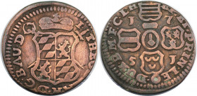 Europäische Münzen und Medaillen, Belgien / Belgium. Liege. John Theodore. 1 Liard 1751. Kupfer. 3,29 g. KM 155. Sehr schön