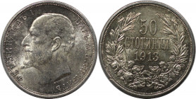 Europäische Münzen und Medaillen, Bulgarien / Bulgaria. Ferdinand I. 50 Stotinki 1913. Silber. KM 30. Vorzüglich