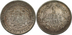 Europäische Münzen und Medaillen, Bulgarien / Bulgaria. Alexander I. 1 Lew 1882. 5,0 g. 0.835 Silber. 0.13 OZ KM 4. Fast Vorzüglich