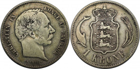 Europäische Münzen und Medaillen, Dänemark / Denmark. Christian IX. (1873-1906). 1 Krone 1875 CS. Silber. 7,40 g. KM 797.1. Sehr schön