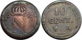 Europäische Münzen und Medaillen, Frankreich / France. Napoleon I. 10 Centimes 1807-1810 A (Jahr unleserlich). 1,93 g. 19 mm. KM 676. Sehr schön