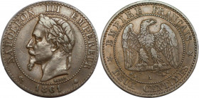 Europäische Münzen und Medaillen, Frankreich / France. Napoleon III. (1852-1870). 2 Centimes 1861 A. Bronze. KM 796.1. Fast Vorzüglich